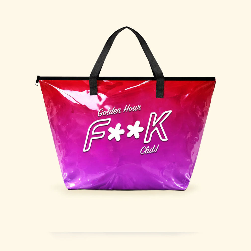 F**k Maxi Borsa Mare in PVC Colore Rosso Viola