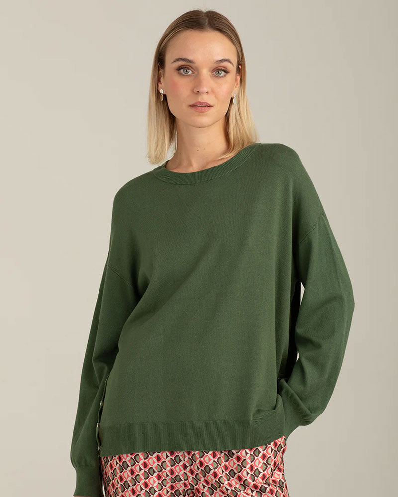 Fred Mello Maglia Girocollo Manica Lunga Colore Sage