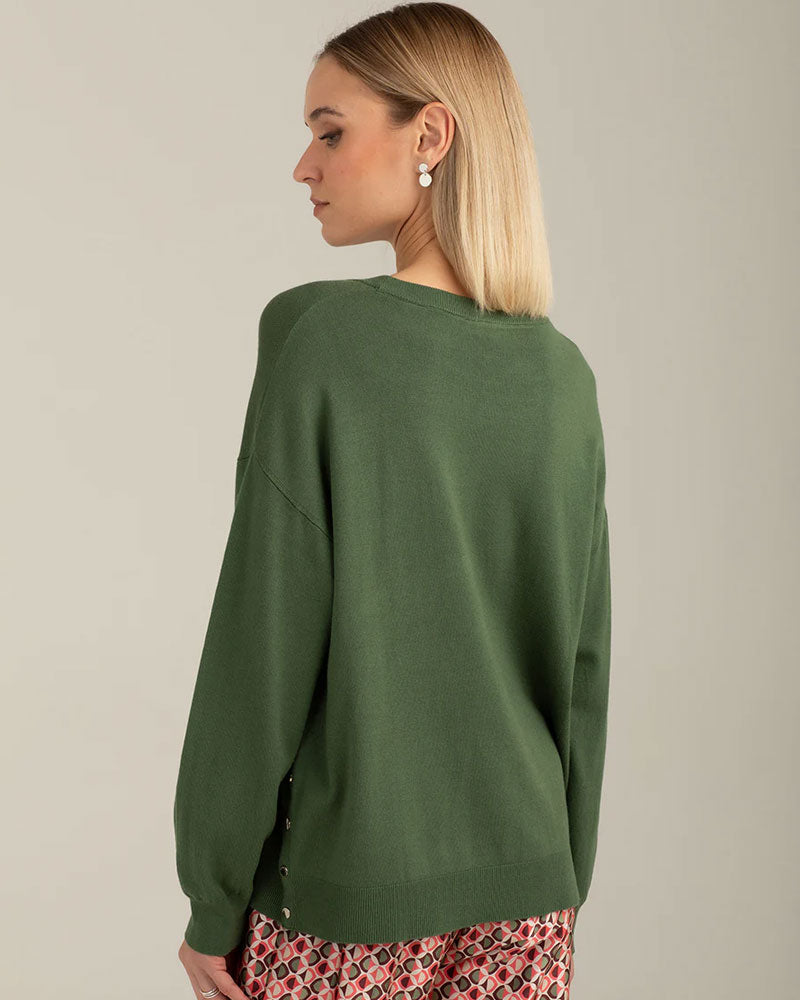 Fred Mello Maglia Girocollo Manica Lunga Colore Sage