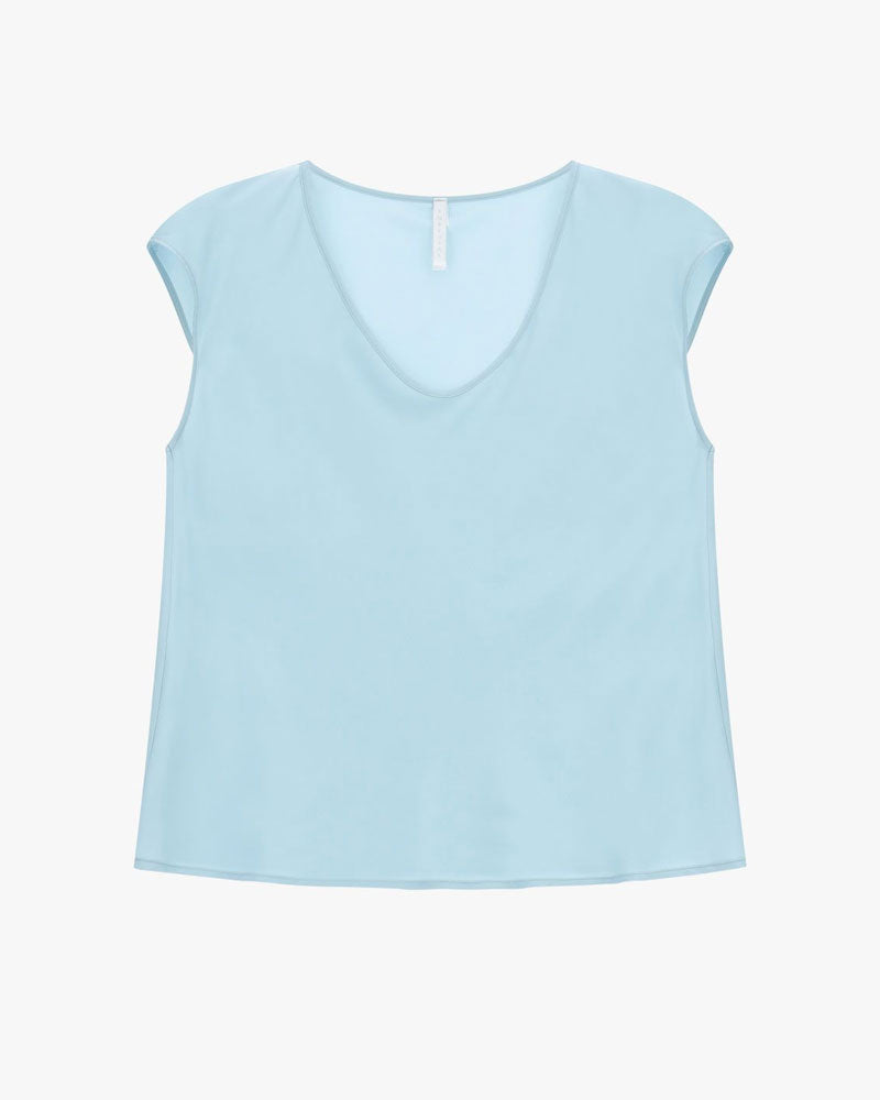 Imperial Top Ampio Scollo a V senza Maniche Colore Sky