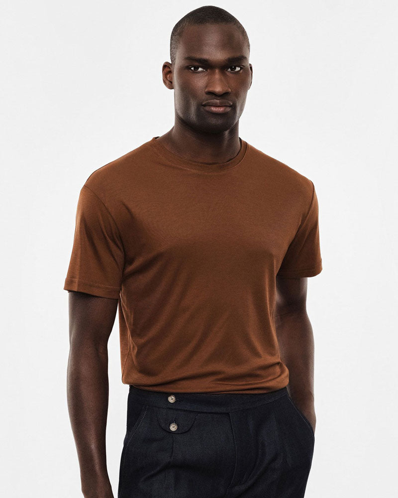 Imperial T-Shirt Girocollo Regular Fit Manica Corta Colore Tabacco