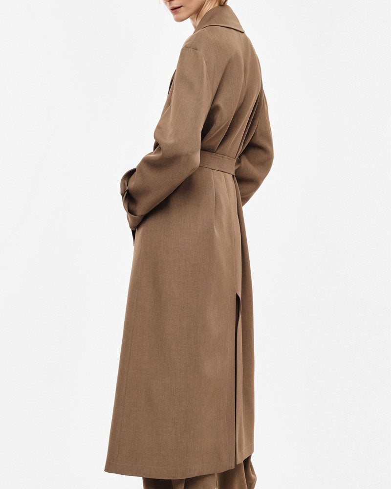 Imperial Trench Coat Lungo Doppio Petto Cintura Removibile Colore Army