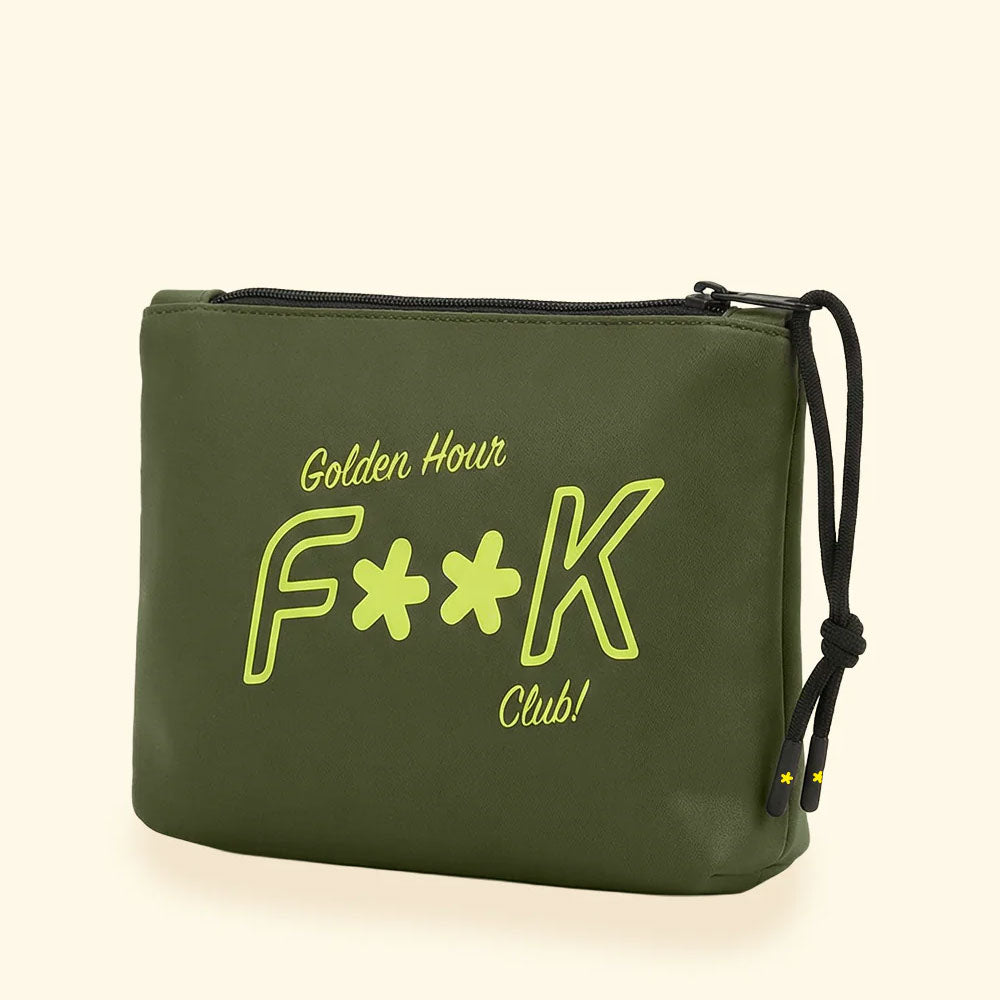 F**k Pochette con Logo Colore Verde Militare