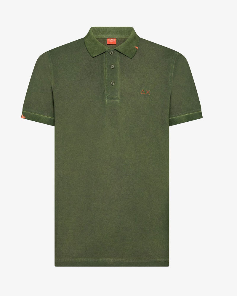 Sun 68 Polo Vintage in Piquet di Cotone Colore Verde