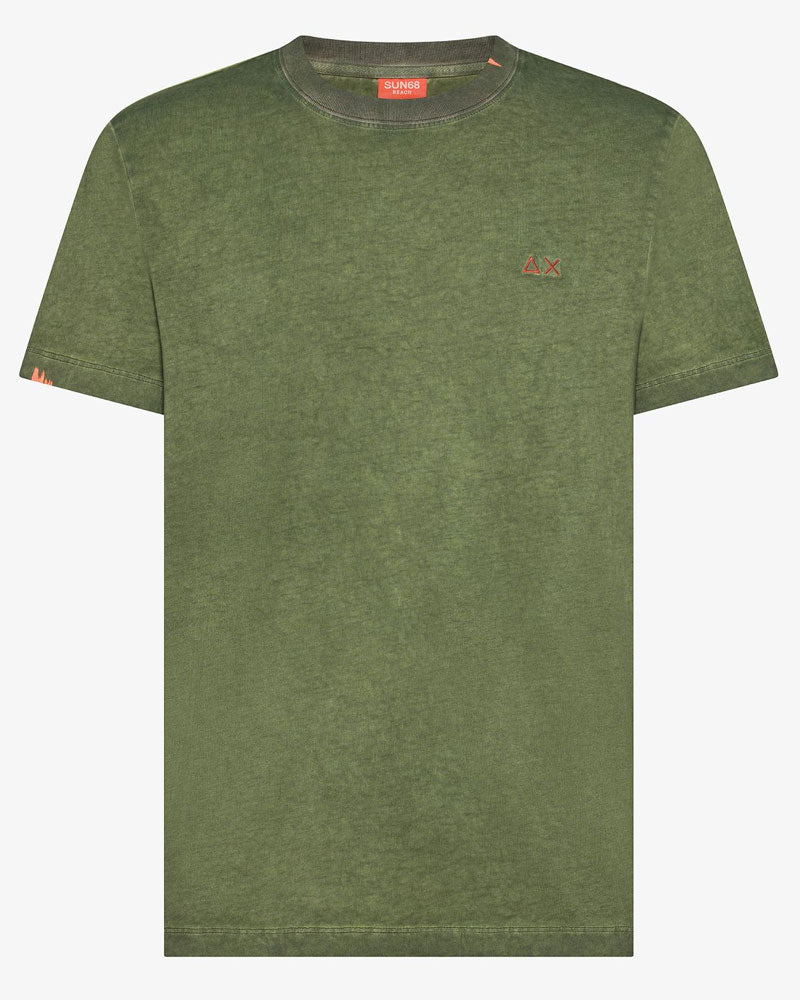 Sun68 T-Shirt in Jersey di Cotone con Logo Colore Verde
