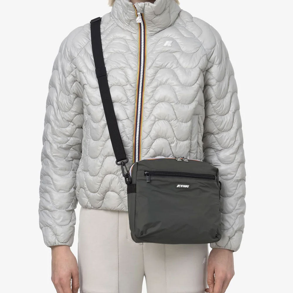 K-Way Borsello Moire Colore Verde Scuro