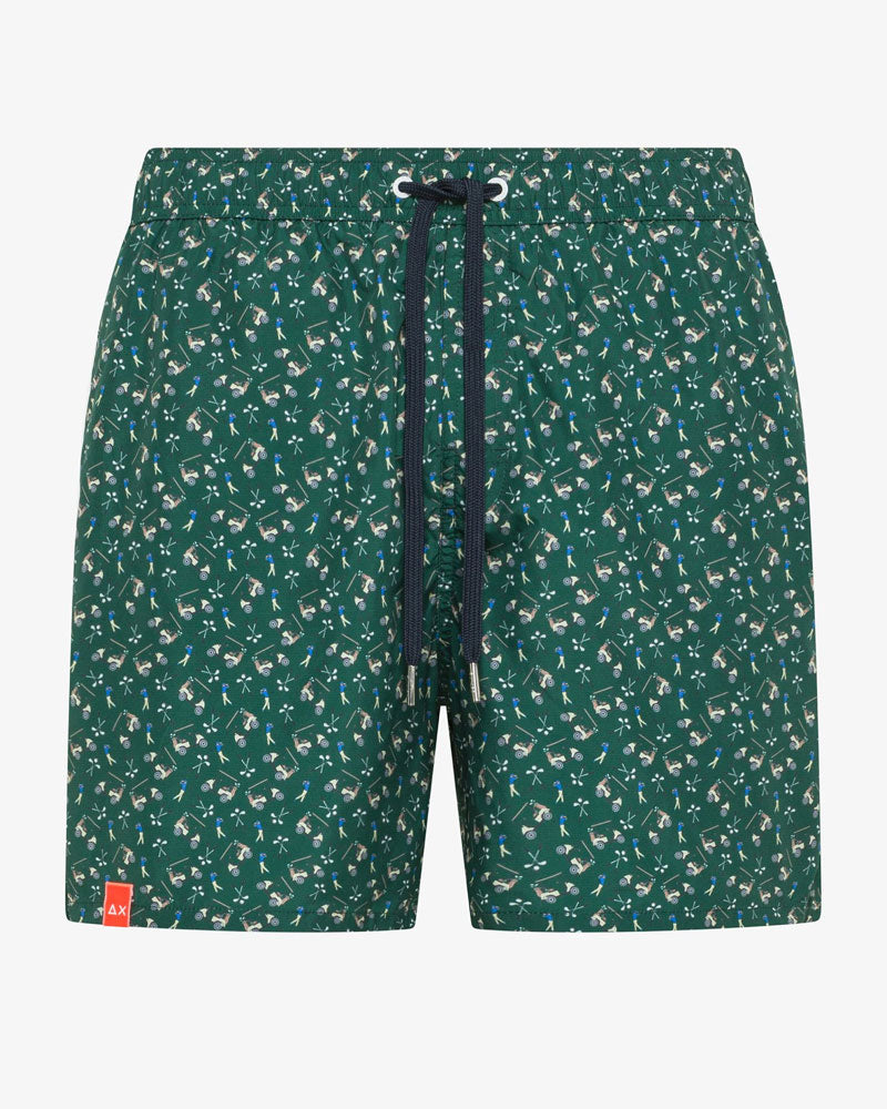 Sun68 Boxer Mare con Stampa Colore Verde Scuro